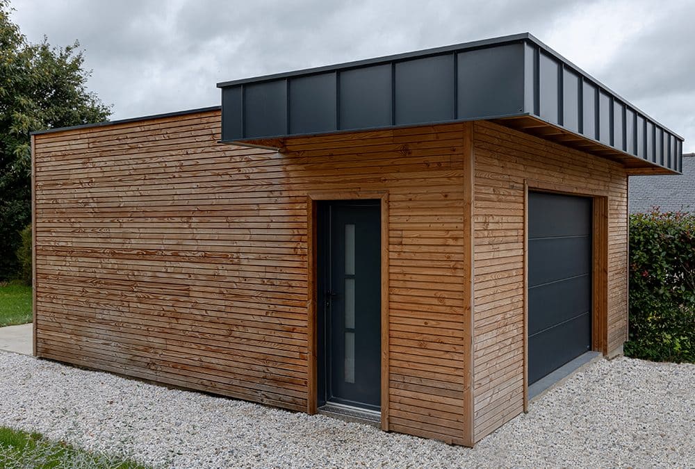 Garage moderne bois naturel
